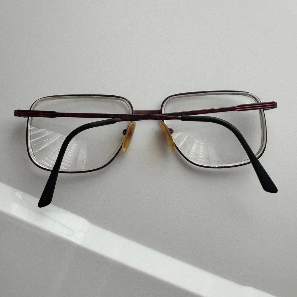 Logo Paris Frame France LM130 Rectangle Eyeglass Frames Burgundy Metal Y2K Vtg